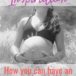 Woman holding pregnant belly looking inspired for natural birth