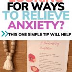 Handwashing meditation to relieve anxiety with picture of printable meditation near sink