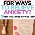 Handwashing meditation to relieve anxiety with picture of printable meditation near sink