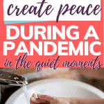 Washing hands below encouragement to create peace during pandemic with a hand washing meditation