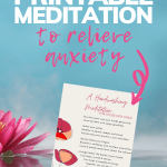 Calming image with printable handwashing meditation near lotus flower
